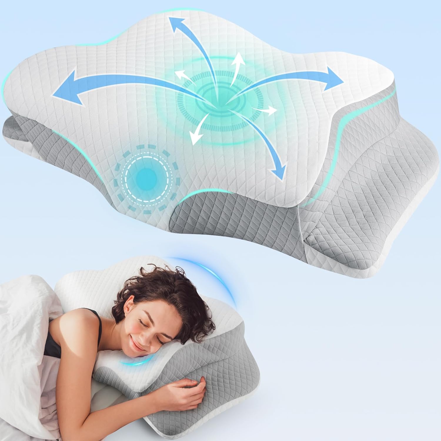 Almohada cervical ergonómica de espuma viscoelástica Nuvaneck™