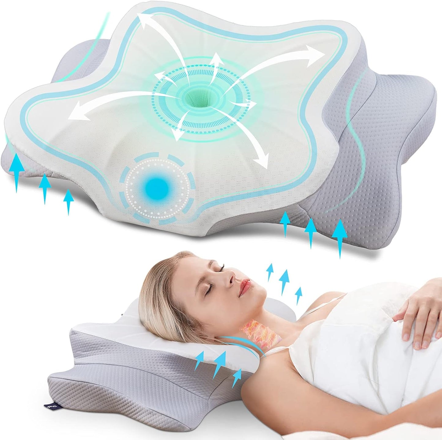 Oreiller cervical ergonomique en mousse à mémoire de forme Nuvaneck™